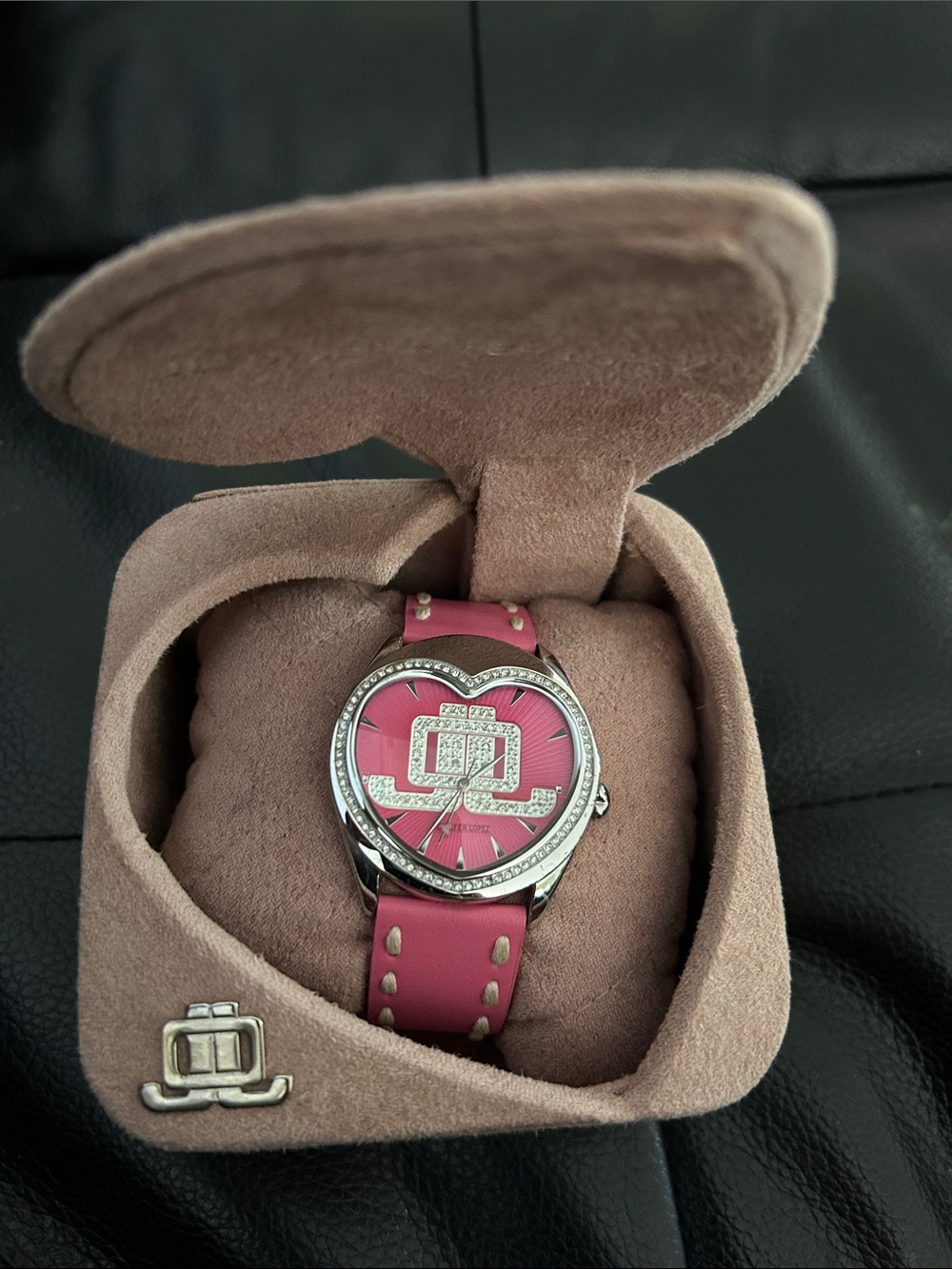 Jennifer Lopez Pink Heart Dial Crystal Accent Women's Watch
